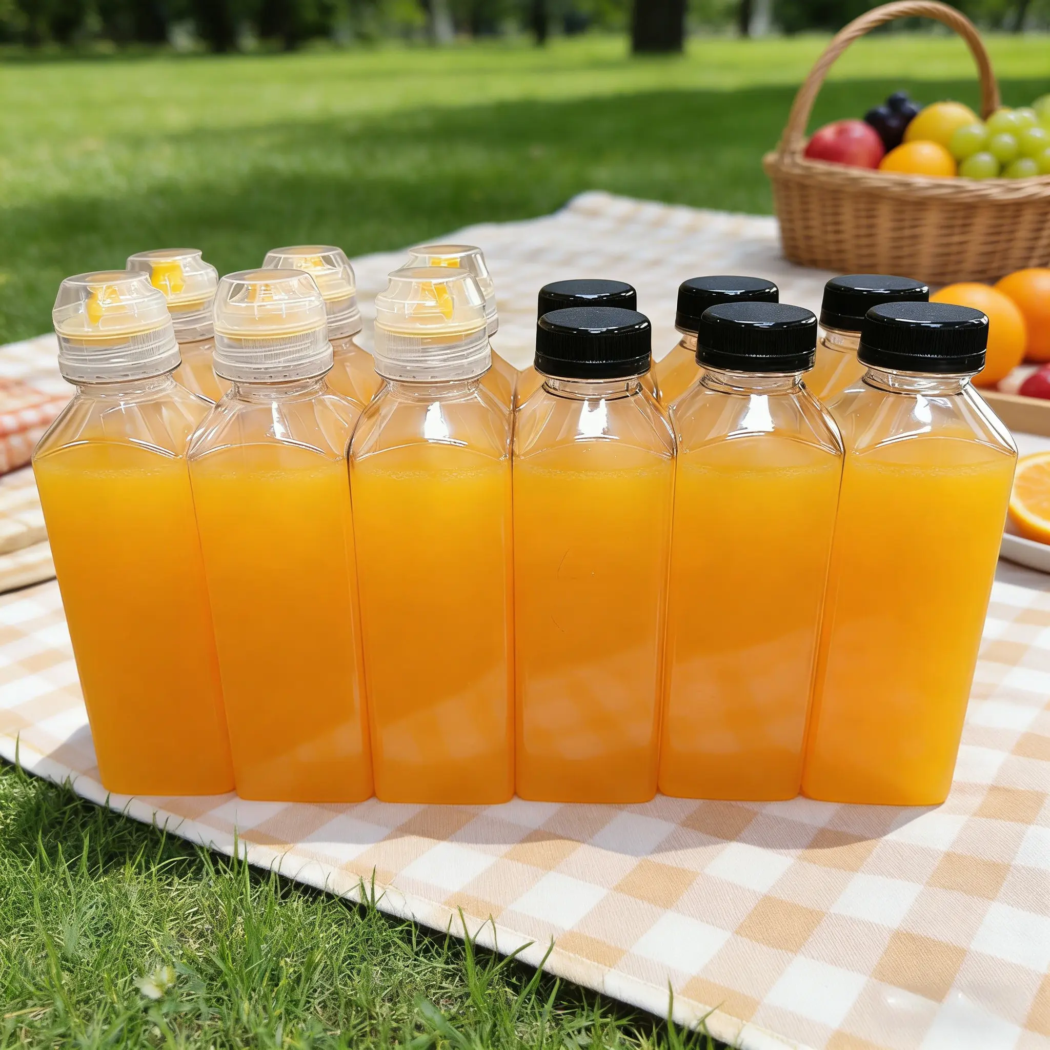 Reusable Juice Bottles 12pcs-12oz with Caps, Clear Plastic Drink Containers for Smoothies and Juicing
