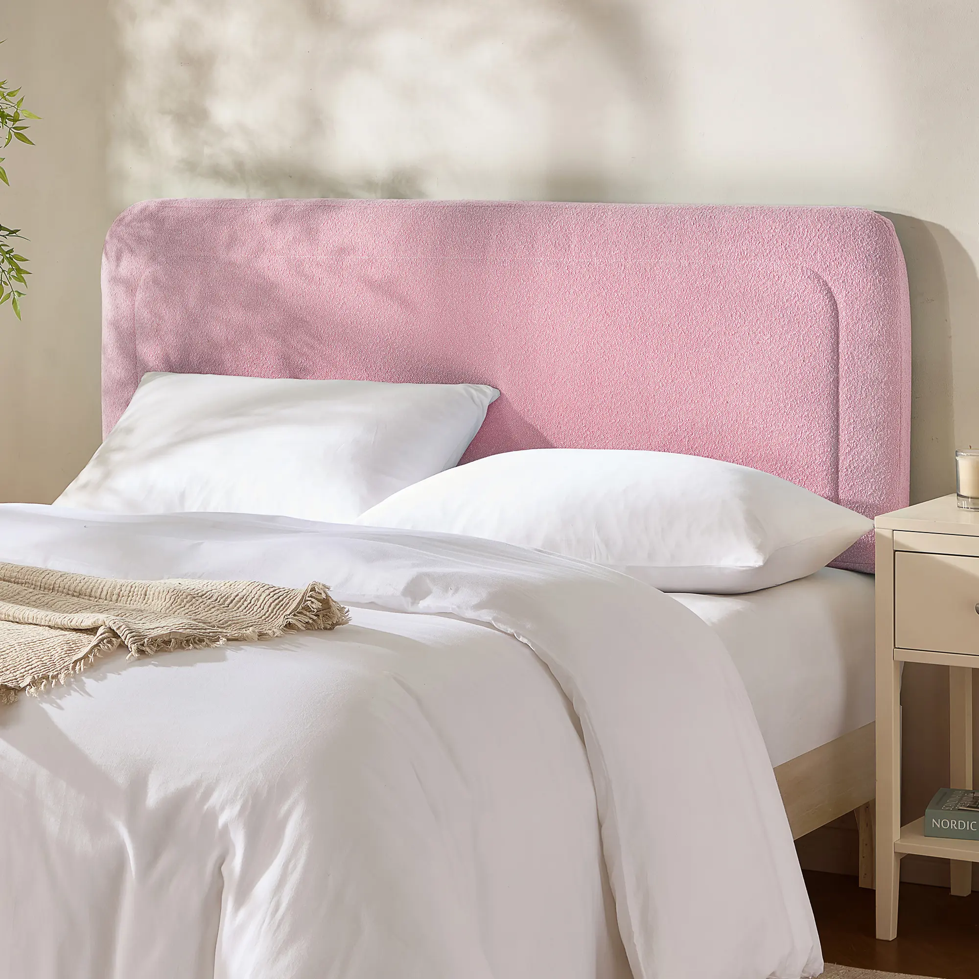 Nestl Full Headboard Only, Floating Wall Mounted Headboard, Easy Assemble Upholstered Peel and Stick Headboards, 3D Soundproof Bed Wall Panels, Boucle Stick on Headboards, sohochic