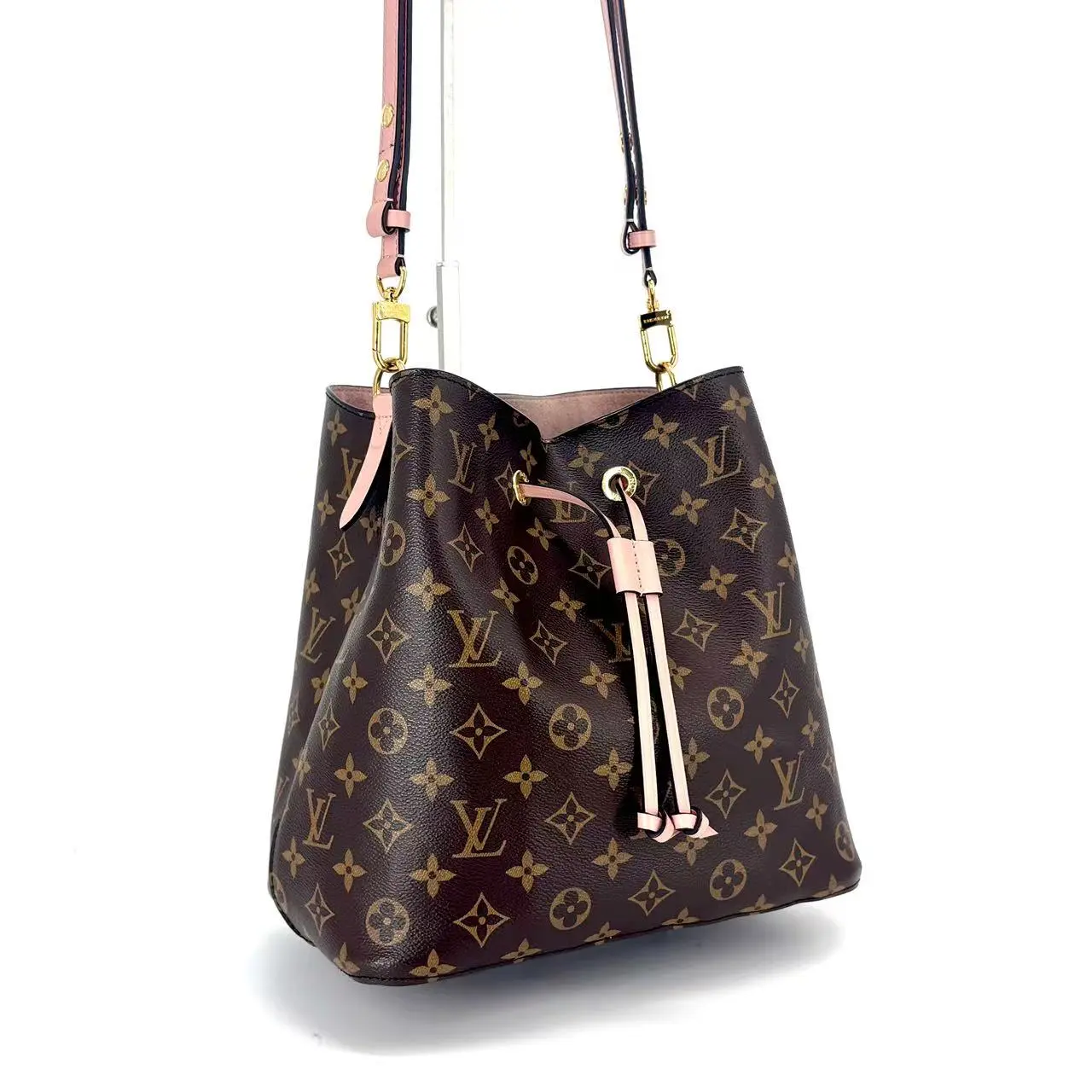 Pre-owned Louis Vuitton Canvas Tote Bags Monogram Neonoe MM Rose Poudre BF0064 NO1