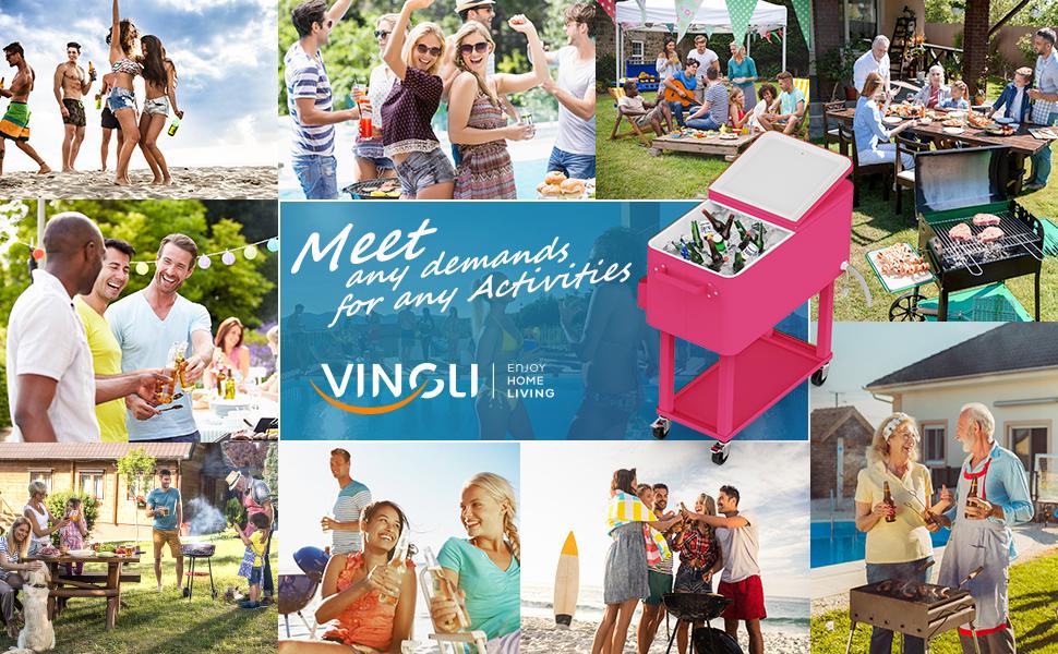VINGLI 80 Quart Rolling Ice Chest, Portable Patio Party Bar Drink Cooler Cart, with Shelf, Beverage Pool with Bottle Opener VINGLI 80 Quart Rolling Ice Chest, Portable Patio Party Bar Drink Cooler Cart, with Shelf, Beverage Pool with Bottle Opener