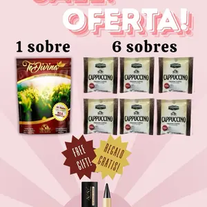 Te Vida Divina Cappuccino 6 Sobres Premium Coffee Specialty Brand for Consumption