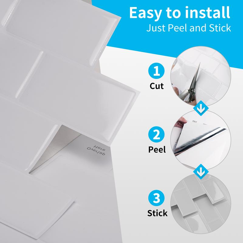 Art3d 20-Pack 12"x6" Peel & Stick Vinyl Subway Tile, Waterproof, Budget-Friendly & Rental-Friendly Nature Backsplash Wallpaper for Kitchen, Bathroom