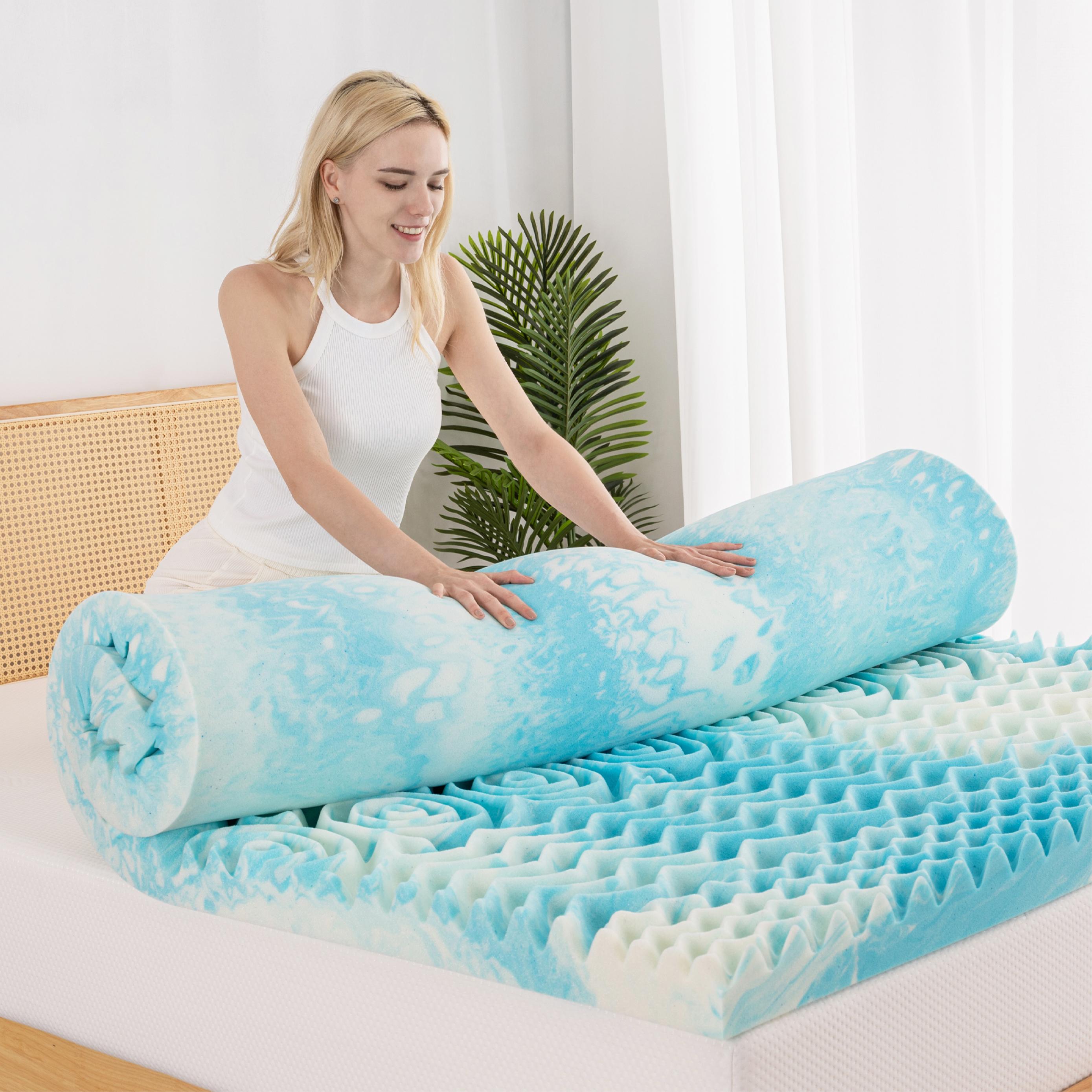 EGO 5-Zone Blue Cooling Gel Memory Foam Mattress Topper – CertiPUR-US Certified, Enhances Sleep Quality, Queen & King Ergonomic Breathable Comfort