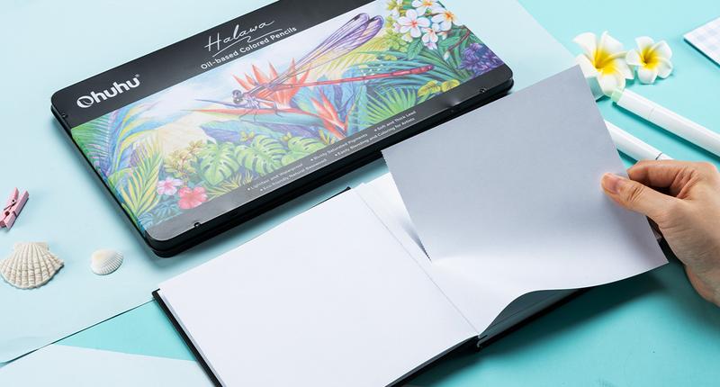 Ohuhu Double-Sided Marker Pad Art Sketchbook: 6.3"x6.3" Mini Sketchbook - 90 lb/150 gsm Smooth Drawing Paper - 60 Sheets/120 Pages  Bleedproof - Hardcover Sketching Book for Alcohol Markers - Double-Sided Marker Pad PU Series of Ohuhuart