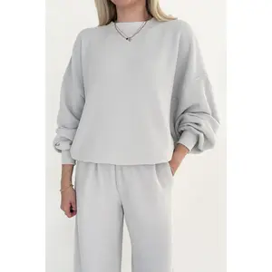 Sundays Waffle Knit Sweatshirt in Dove Grey