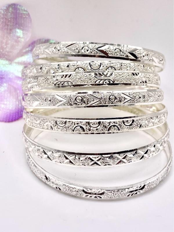Bangles Silver Semanario Pulsera 7 Bangle Bracelet - Solid Gold & Sterling Silver Jewelry