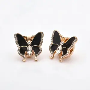 Sparkly Butterfly Button Covers -2 Pack Rhinestone Gold Enamel Shirt Accessory Style Hack