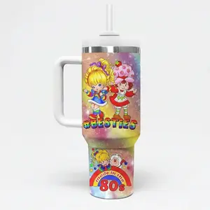 Besties Strawberry Rainbow Cartoon Cup 40 oz 20 oz Tumbler With Handle, Retro Cartoon, Gift For Her, Mom Gifts - TikTok Shop