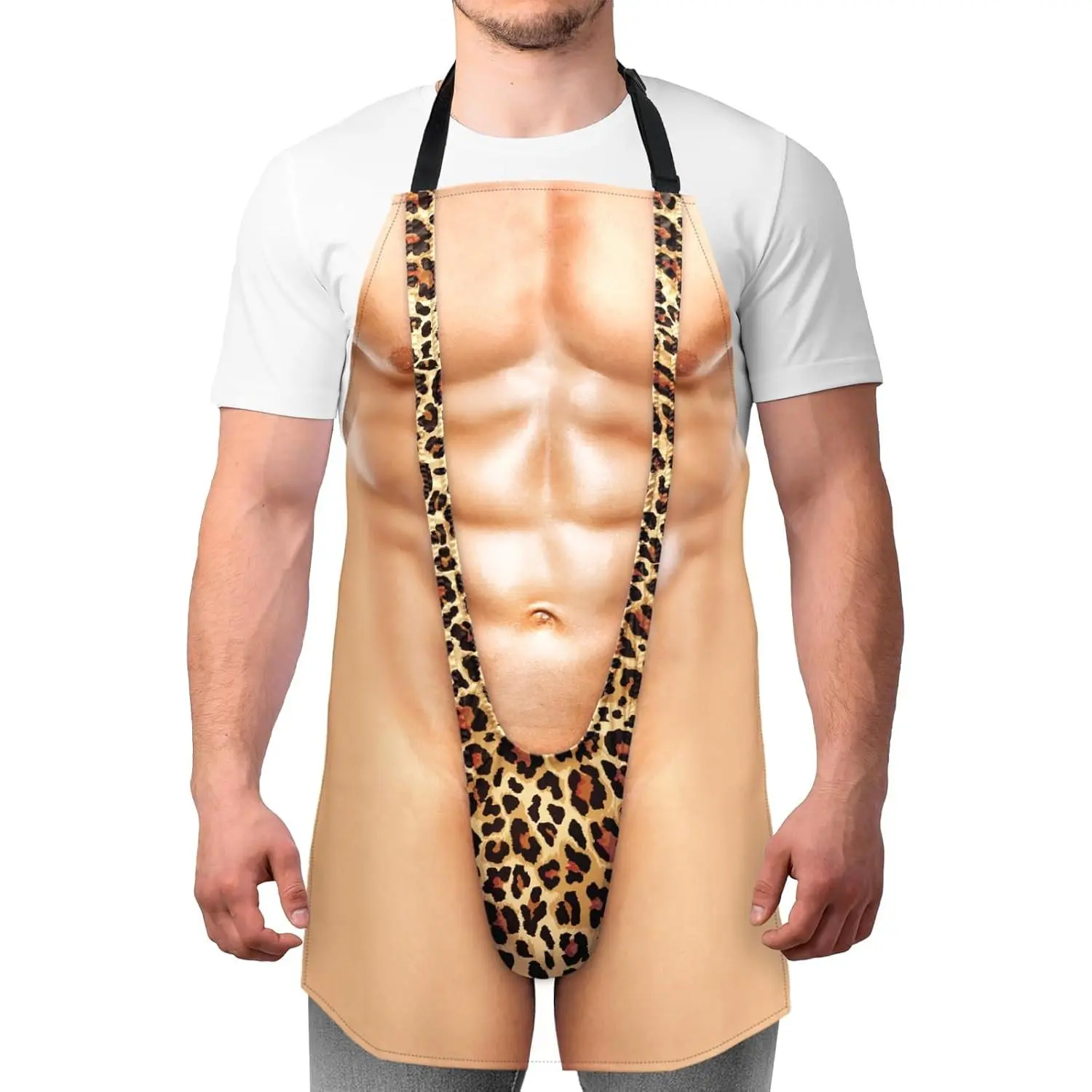 Men's Funny MuscleMankini Belly BBQ Grilling Apron - Kitchenware Gag Gift for Bachelor Party, Boyfriends, Fathers, Anniversary, Adults, Christmas White Elephant Exchange (1 Size)