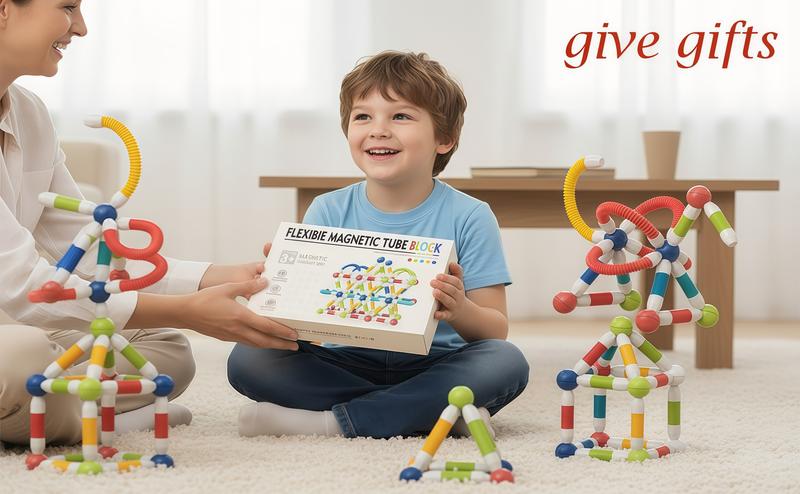 Magnetic Sticks and Balls Building Set | Sensory Montessori Toys for Kids Ages 3 4 5 | Toddler Construction Toys for Creative Family Play & Birthday Gifts