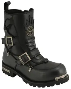 Milwaukee Leather Men's Tactical Buckle Logger Motorcycle Boot Round Toe - Mbm9076