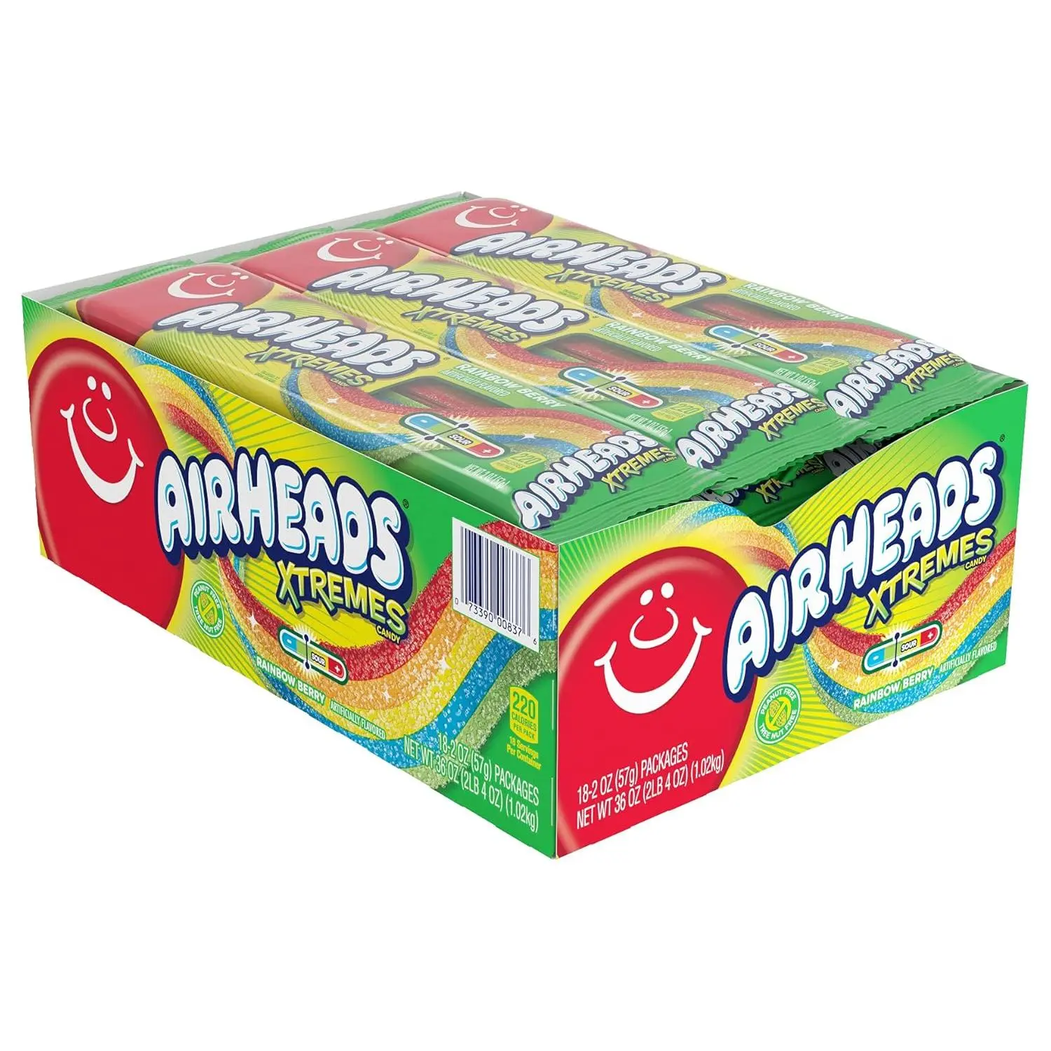 Airheads Xtremes Belts Candy - Rainbow Berry Fruit Flavor (18 Pack) Sweet Tangy