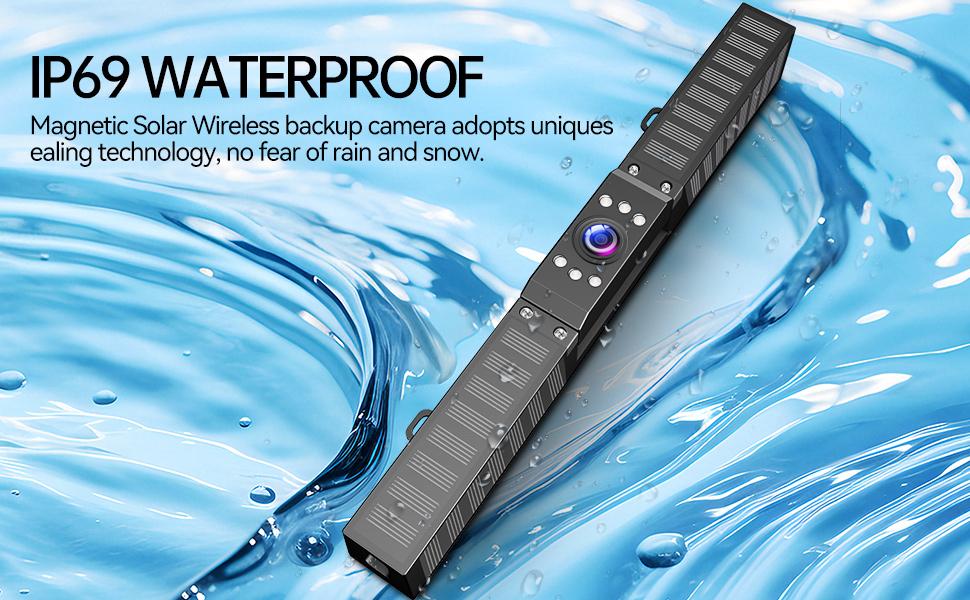 ConewVehicle Magnetic Solar Wireless Backup Camera with 5" 1080P Monitor,Magnetic base or license plate installation,10000mAh Battery 1 Mins DIY Installation Night Vision Waterproof Reverse Camera for Truck, RV,Car, Van, SUV, Trailer