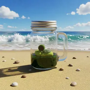 Live Marimo Moss Ball Aquarium Habitat - with Turtle Ornament (Non-Live), A Complete Self-Sustaining Plant Ecosystem & Desktop Decor Kit (Includes LIVELY Moss Ball Pet)