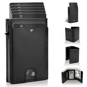 Men's Smart Wallet Minimalist Card Holder with RFID Blocking Upgrade PU Leather Pop-up Wallet for Daily Use Gift for Men