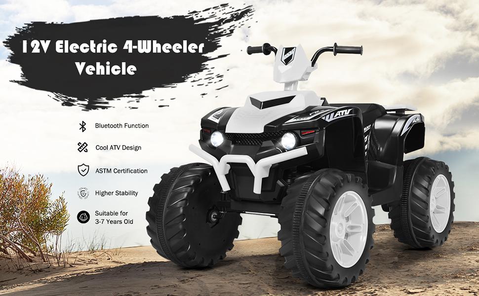 COSTZON 6V/12v Ride-On ATV, Battery Powered Electric ATV Car w/ Wide Seat, Lights, 4 Wheels Quad Car，Father's Day Gift