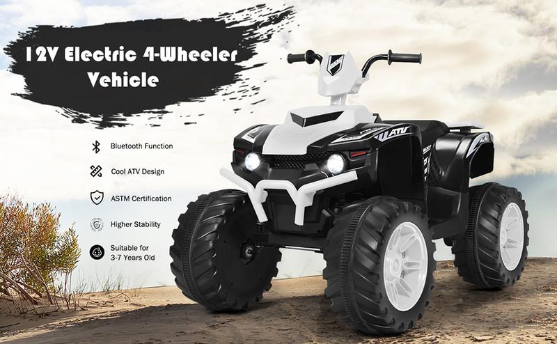 COSTZON 6V/12v Ride-On ATV, Battery Powered Electric ATV Car w/ Wide Seat, Lights, 4 Wheels Quad Car，Father's Day Gift