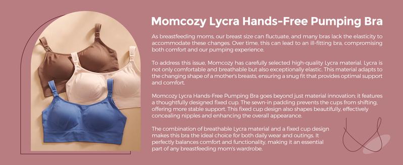 Momcozy Lycra Pumping Bra Hands Free, HF055 Fixed Padding Pump Bra for Enhanced Shape, Comfort Support Pumping & Nursing Bra in One maternity  undies