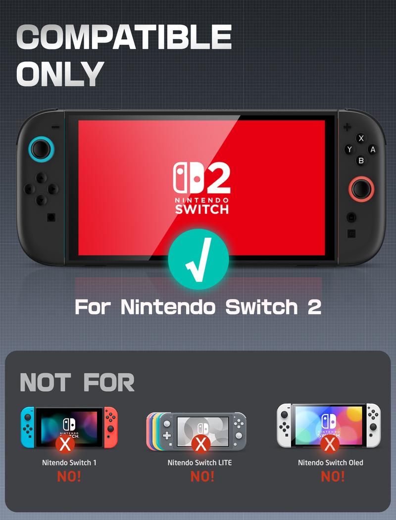 Mumba Dockable for Nintendo Switch 2 Case with Flip Stand, [Titan] Ergonomic Switch 2 Grip Protective Cover Holds 5 Game Cards & 2 TF Cards TPU Accessories and Quick-Release Joy-Con Design