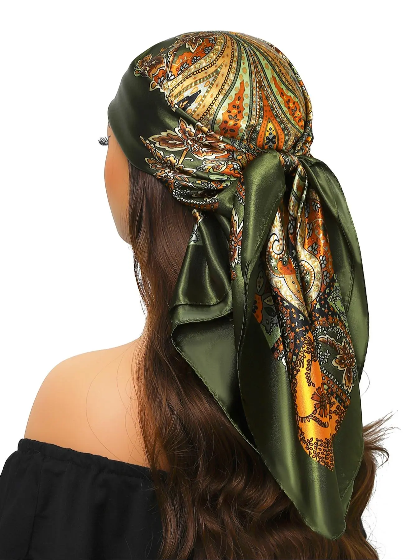 Women's Boho Style Paisley Print Square Scarf, Vintage Trendy Bandana, Fashionable Hair Accessories for Women & Girls, Paisley Print Shawl, Fashion Shawl Wrap