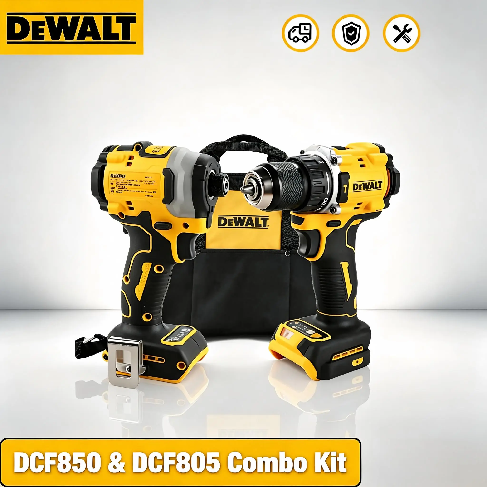 Dewalt DCF850/DC805 Professional Multitool Combo Kit with Ergonomic Handle Hand Tools, Canvas Bag Included for Furniture Assembly & DIY Projects (Multiple Uses)