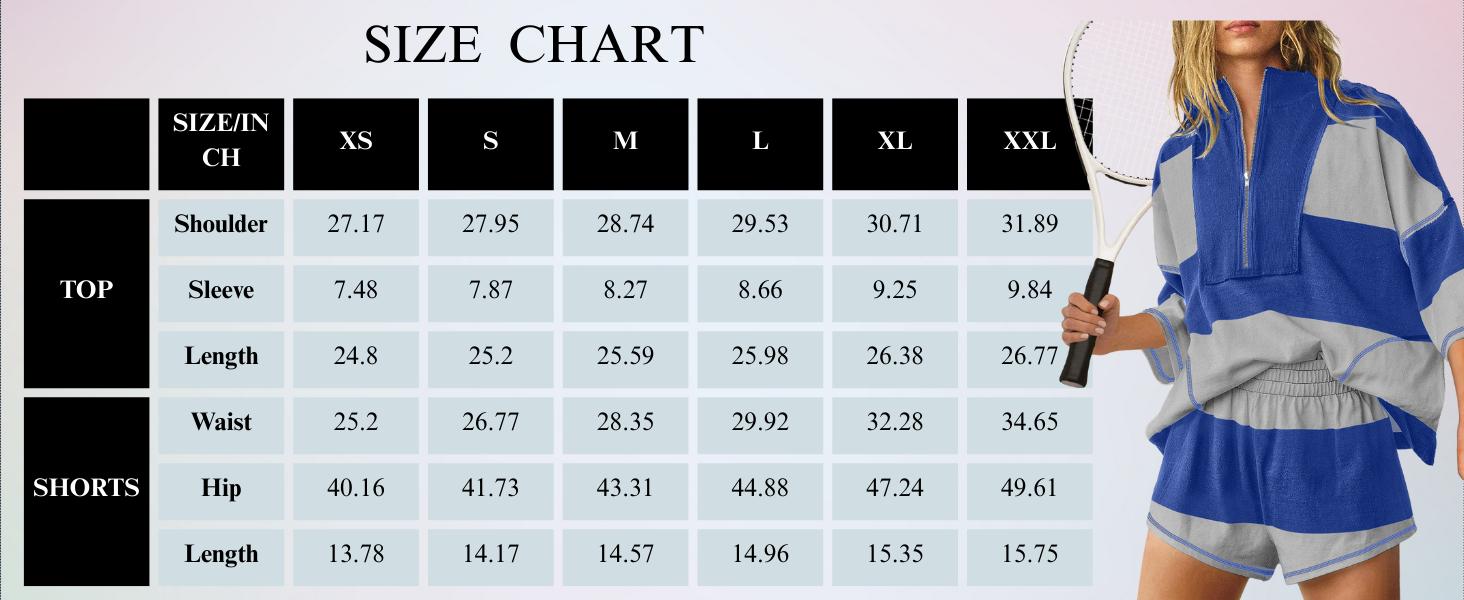 Molitree Women Striped Workout Set Two Piece Outfit Tracksuit Oversized Lounge Set Top and Shorts Sets with Pockets