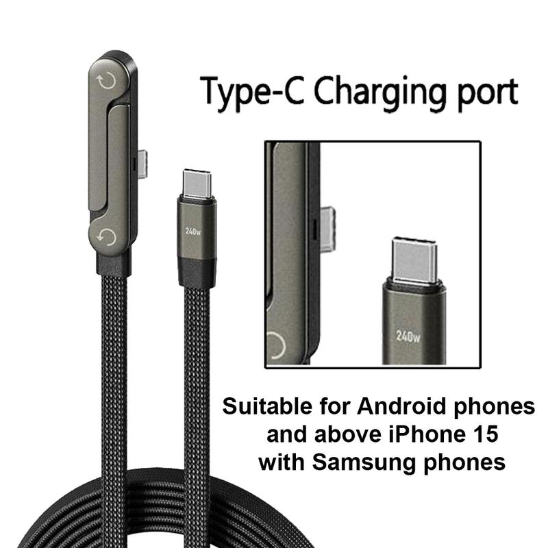 Invisible Holder Charging Cable, 1.5m Length 240W Super Fast Charging 2-in-1 Charging Cord & Phone Stand, Suitable for Gaming, Office and Travel Scenarios, Compatible,iPhone, Samsung&Type-C Interface Devices, Black Version lightning Black Data Cable