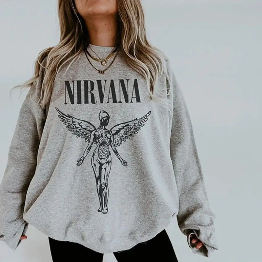 Nirvana Unisex Sweatshirt 90s Vintage Band Shirt In Utero Crewneck Nirvana Tour, Shirt for women Womenswear Hoodie