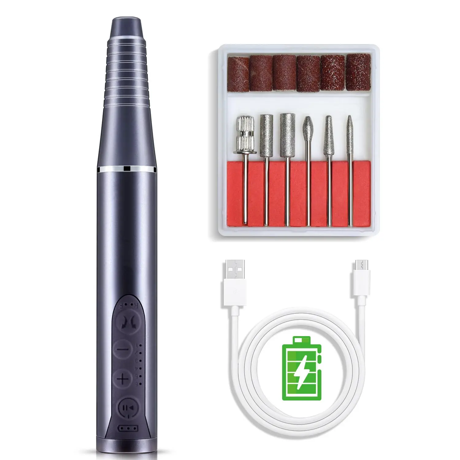 JODSONE Electric Nail File, 30000RPM Professional E-File, Portable & Rechargeable with 6 Speeds for DIY Manicure and Pedicure at Home, Nail Tech Supplies, Nail Drill