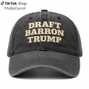 Draft Barron Trump Embroidered Wash Hat Perfect Gift For Dad Low Profile Dad Hat Pigment Dyed