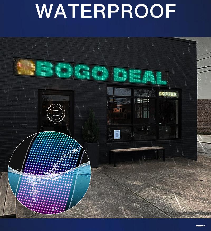 LED Flexible Display Screen Extra-Large Size: 7.56*69.37 Inches with App & Remote Control, Color LED Sign Board for Store Shop Advertisement Display, TikTok Shop Holiday Haul, IP65 Waterproof Soft Large Screen for Window and Front Desk Advertising