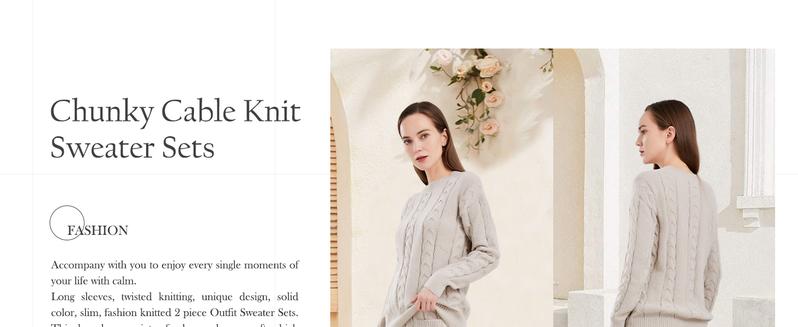 Chouyatou Women's Winter Chunky Cable Knit Long Skirt 2 Piece Outfit Sweater Sets