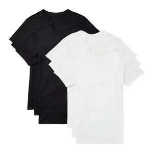 Regular Slim Fit Black & White T-Shirts Crew Neck (Pack of 6) 100% Cotton