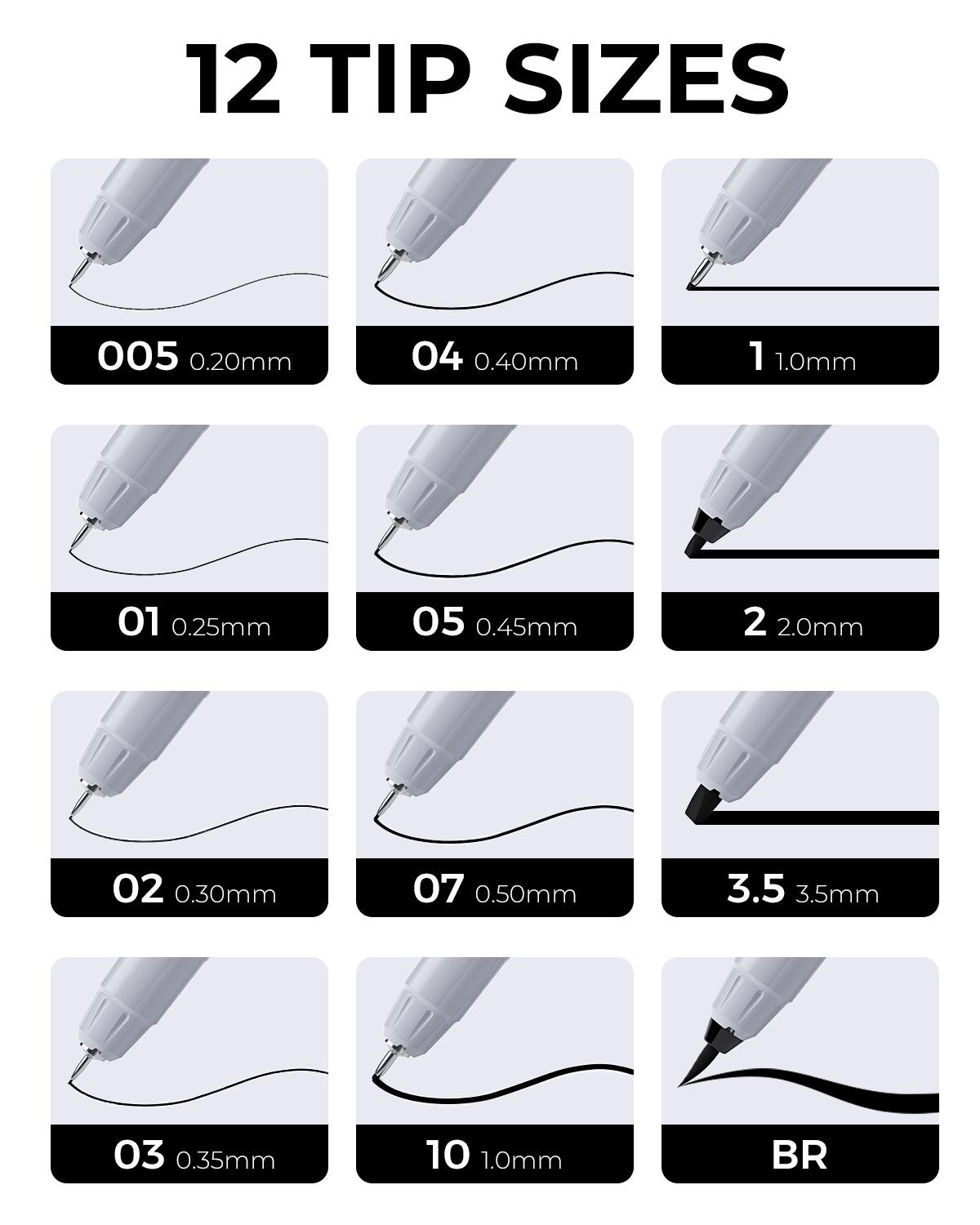 [JusArt] Fineliner Pens, 12/8/6 Pcs, 0.25mm Ultra Fine Point Pens, No Bleed, Waterproof Black Pigment Ink Pens for Artists Beginners, Illustration, Writing, Journaling, Crafters, Technical Drawing pens