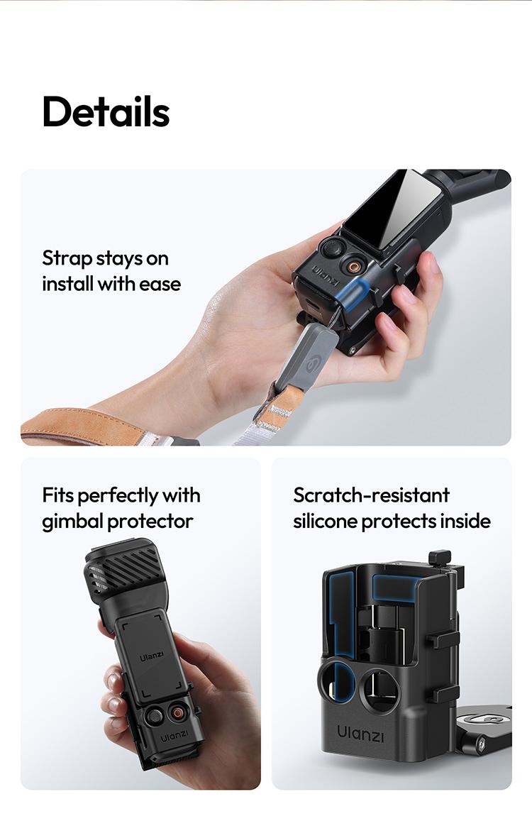 Ulanzi PK15 Pocket 3 Magnetic Mount Expansion Holder for DJI OSMO Pocket 3 Cold Shoe 180° Adjustable Video LED Light Mount Action Camera Accessories