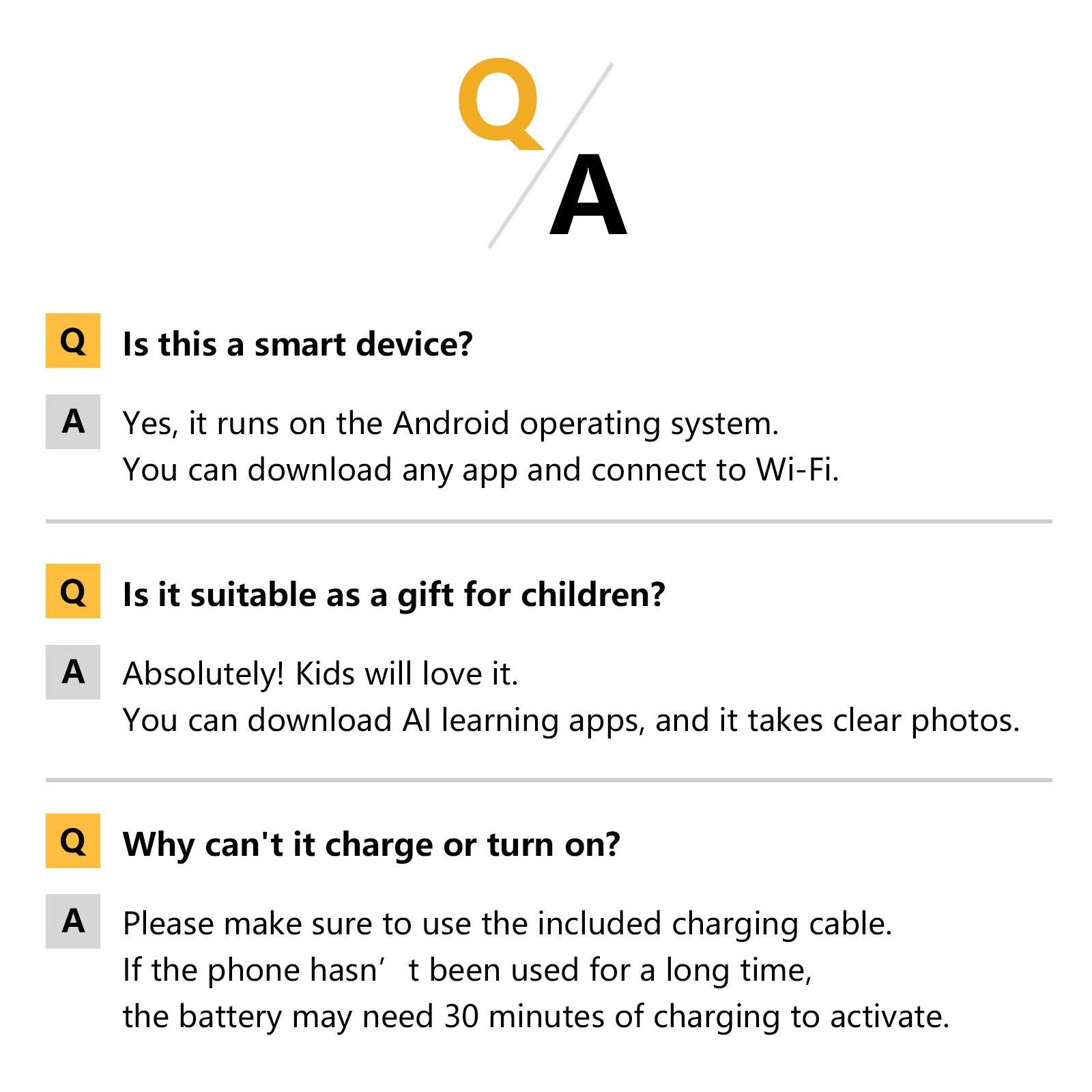 BLKE Mini Smartphone 3.0" HD Touchscreen Kids' ToyCellphone GPS Portable Lightweight Android SystemCapabilities 3P+5MP Dual Camera Setup Perfect Gift forKids Learning Tool 1000mAh notes to use 5V/1A adaptersonly 2.4GHz WiFi supported, No SiM Support