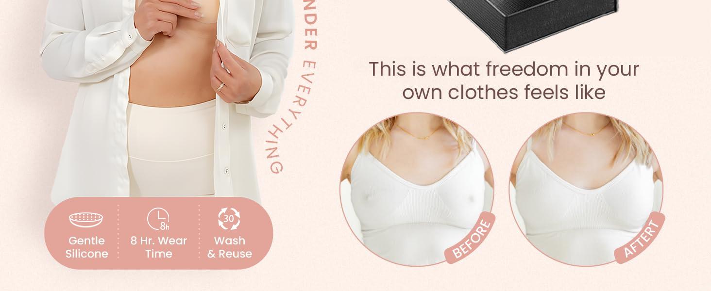 Adhesive & Non-Adhesive Nipple Covers, Reusable Waterproof Invisible Pasties, Comfortable for Strapless Bras & Outfits