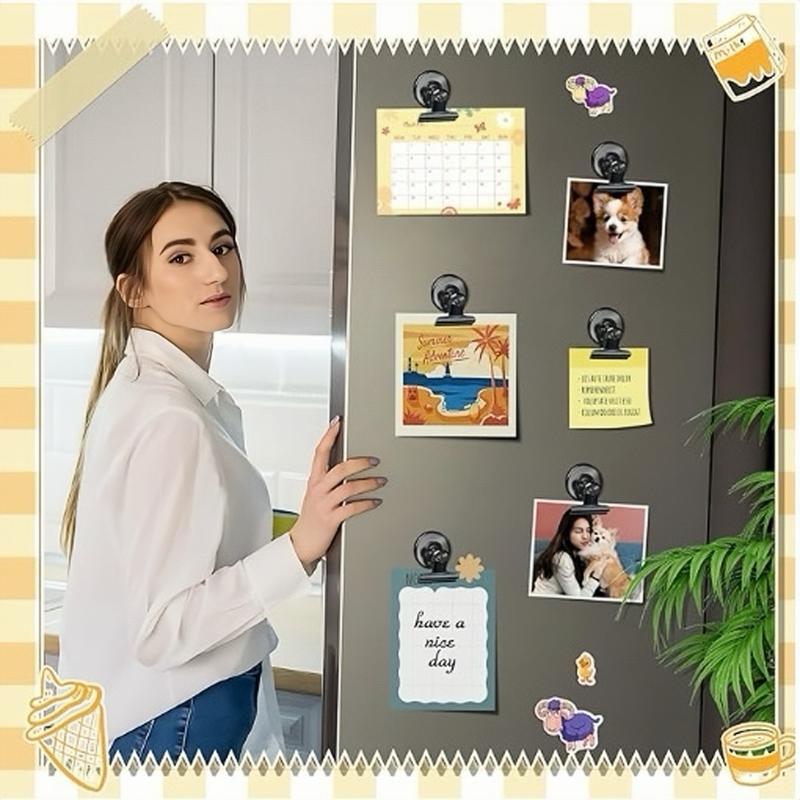 10pack Fridge Magnets Refrigerator Magnets Magnetic Clips Heavy Duty Detailed List Display Paper Fasteners on Home& Office& Teaching (Black, 10)