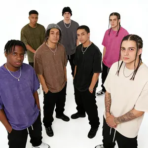 Men's Acid Washed Cotton T-Shirts, Casual Loose Fit Short Sleeve Tees, Retro Streetwear for Men and Women Top Menswear Tshirt Crewneck