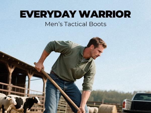 NORTIV 8 TROOPER Men's Military Tactical Boots - Breathable Soft Leather Round Toe Black Boots for Men Work Boots for Men Walking Shoes Boy Footwear Closed Workboots Bota Sand SpringStatements