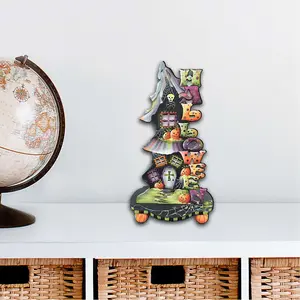 Designocracy 8457402M 12 x 9 in. Halloween Candle Holder Outdoor Decor Large Ornaments