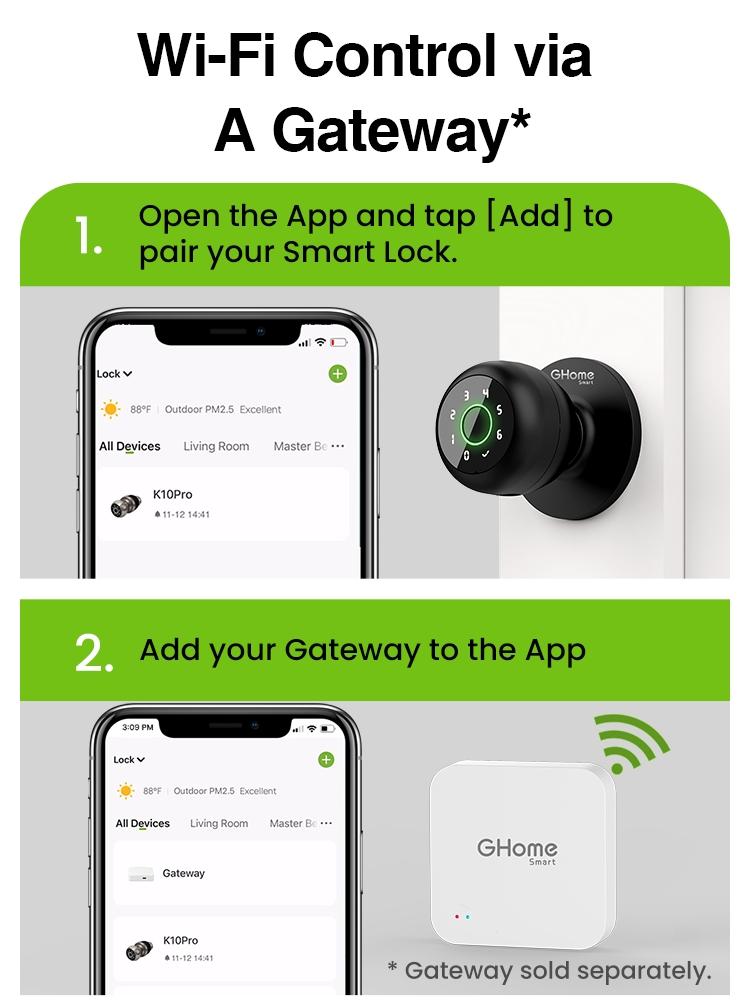 GHome Smart 4-in-1 Fingerprint Door Knob with Keypad, Biometric Smart Knob and App Control, Keyless Entry Door Lock with Password Function | TikTokShopBlackFriday