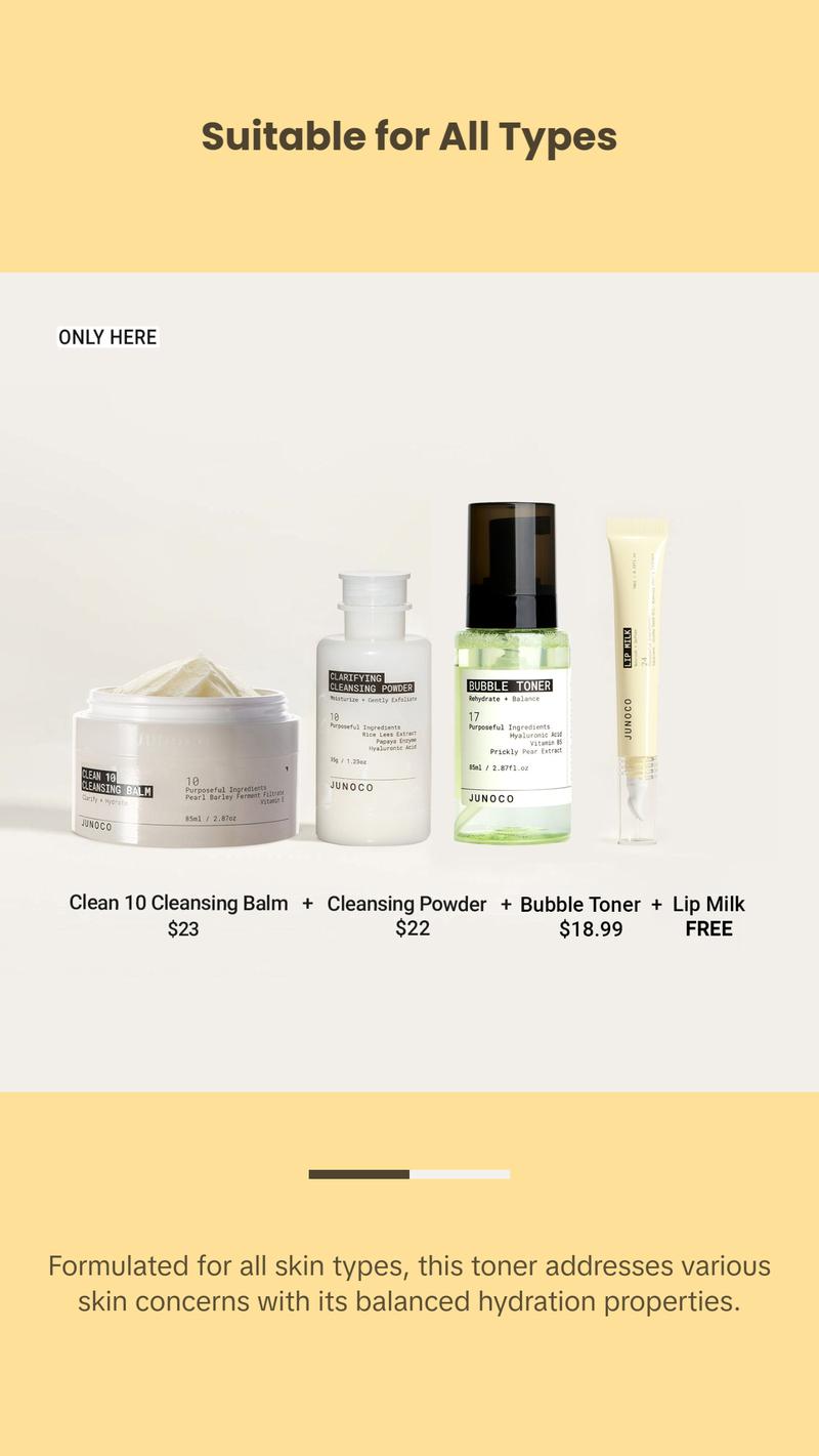 JUNOCO Bubble Toner. Rehydrating and Balancing Daily Facial Toner 85ml/2.87 Fl Oz