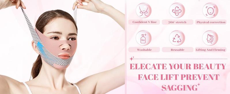 Adjustable V Line Sleep Strap: Prevents Mouth Breathing & Tightens Jawline – Overnight Face Slimming Mask for Contouring and Nasal Breathing Support（ From chin to the top of the head: 23-26.5 inches）