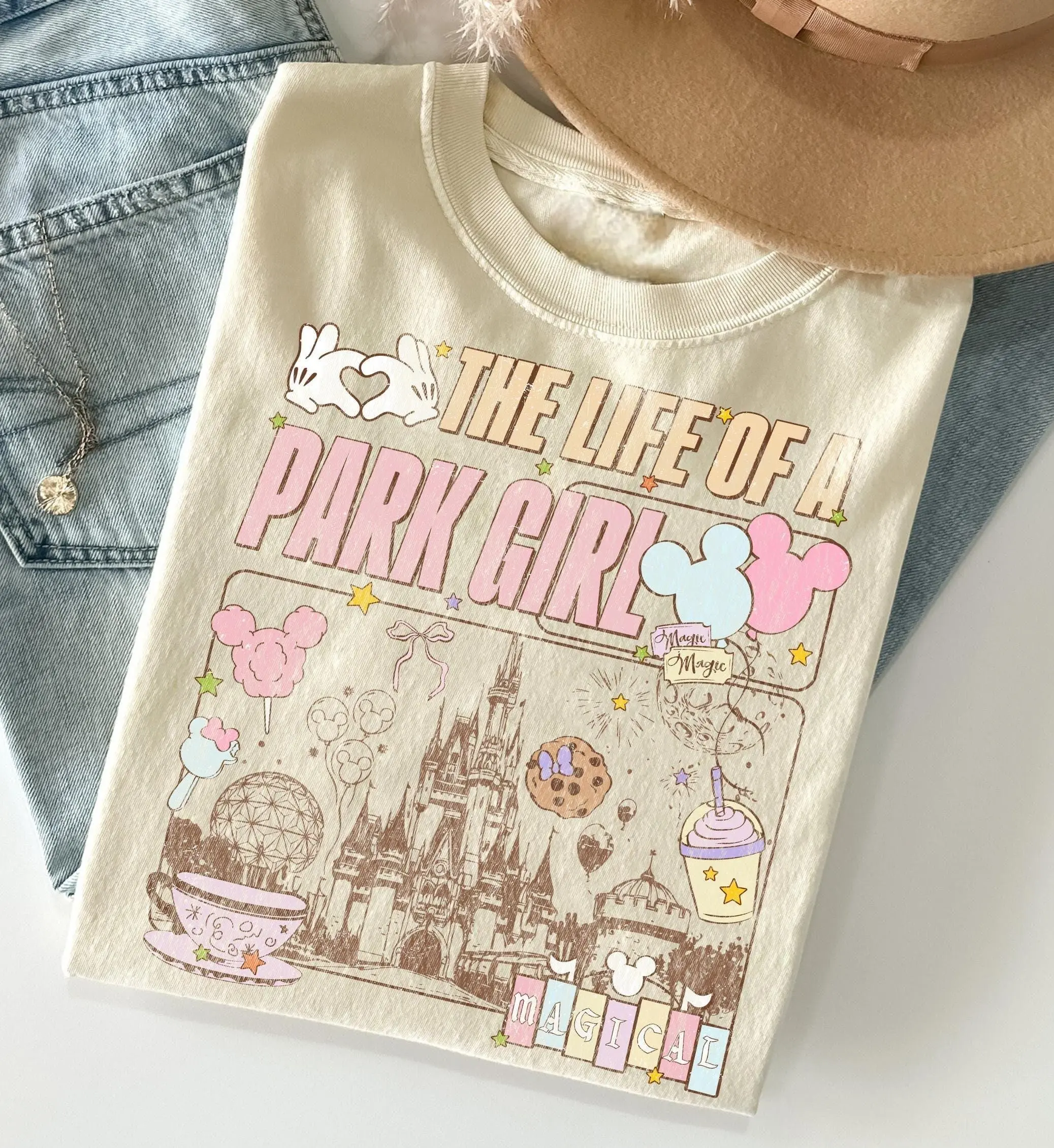 Vintage The Life Of A Park Girl WDW Castle Shirt, Retro Pastel Best Day Ever Tee, Magic Kingdom Happiest Place, Disneylan Girl Trip T-shirt