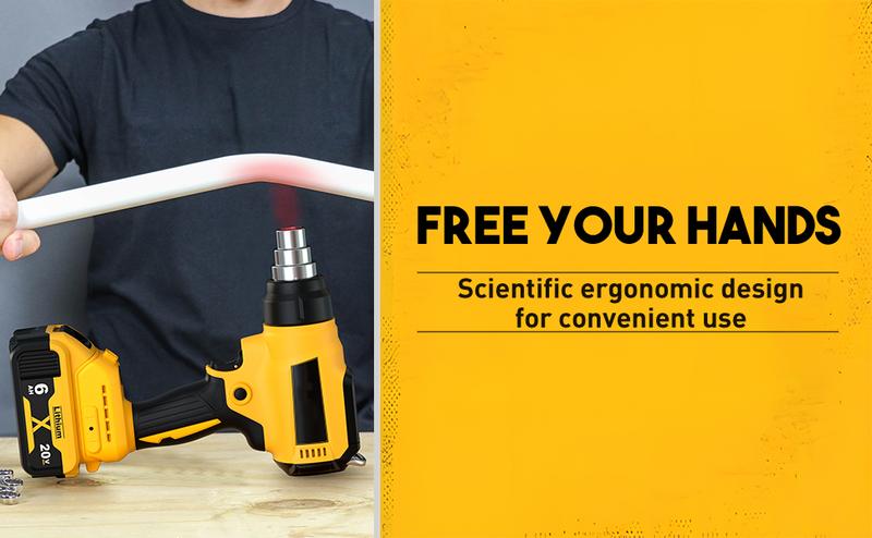 Powtree Cordless Heat Gun Compatible with DEWALT Battery Max 752°F (400°C) Heat Gun for Crafts, Shrink Tubing, Resin & Decorating Tool Portable