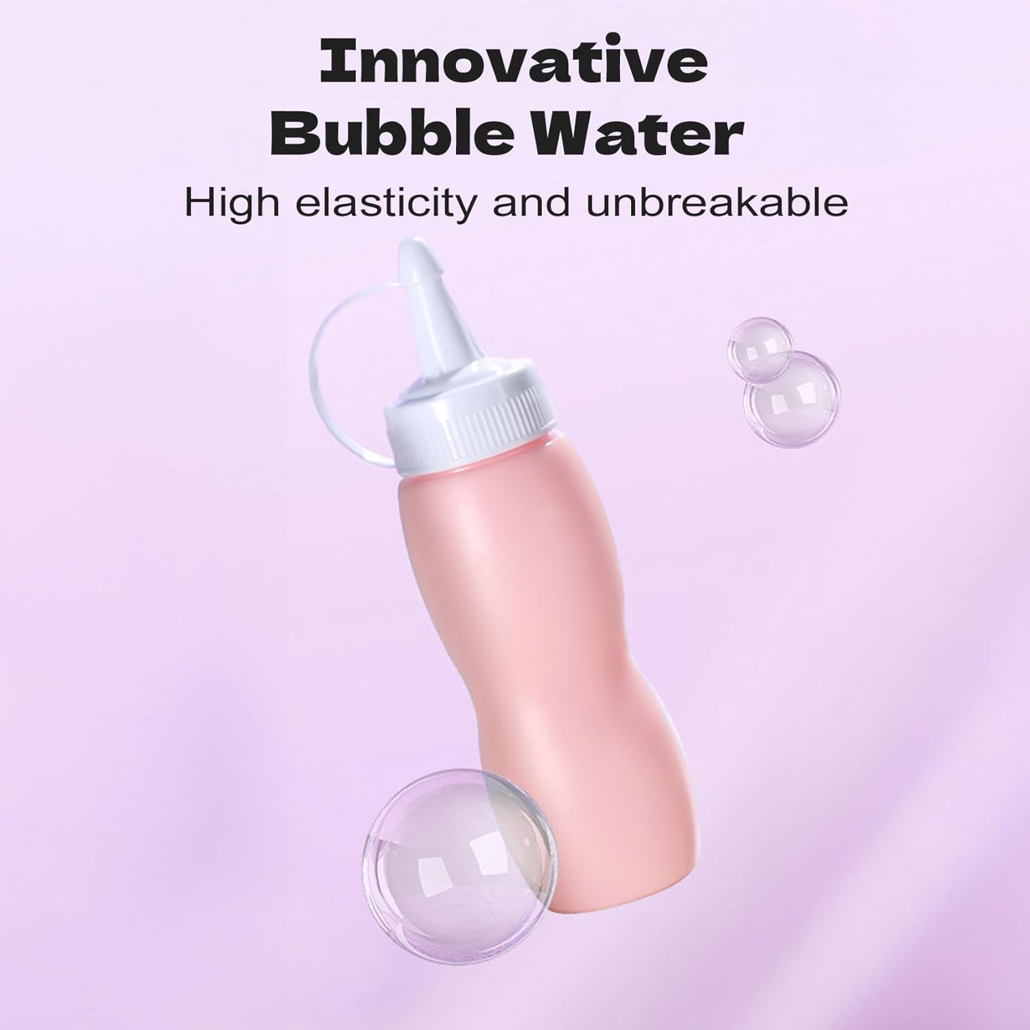 Elastic Smoke Bubble Machine for Kids - Rechargeable Magic Bubble Wand with Lights & Sound, Includes Gloves & Spill-Proof Cup, Safe Bubble Solution, Green & Pink