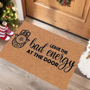Anti-Slip Doormat with " Leave the Negative Energy at the Door" Design – Indoor/Outdoor Use, Stylish Home Decor & Gift Idea, Mat with Eye Symbol & Crescent Moon Design