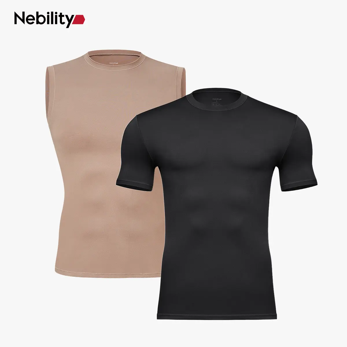 Brown Tank Top & Black Short Sleeve