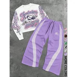 Men's Angel Print Hoodie & Jogger Pants Set, Casual Street Style, Fall Winter Fashion, Fitted Design, Trendy and Versatile